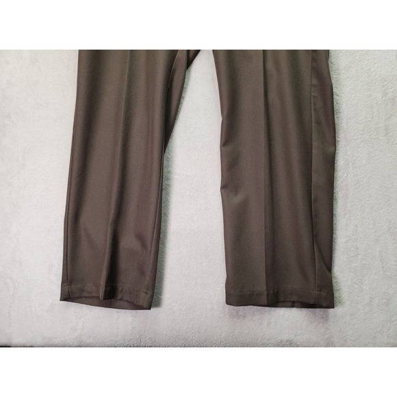 Haggar Dress Pants Men's Size 40 Brown Polyester Slash Pockets Expandable Waist - Picture 3 of 10